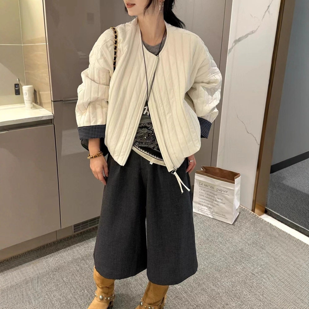 短款棒球服夹棉外套女2025秋季新款感小个子轻薄棉服夹克上衣