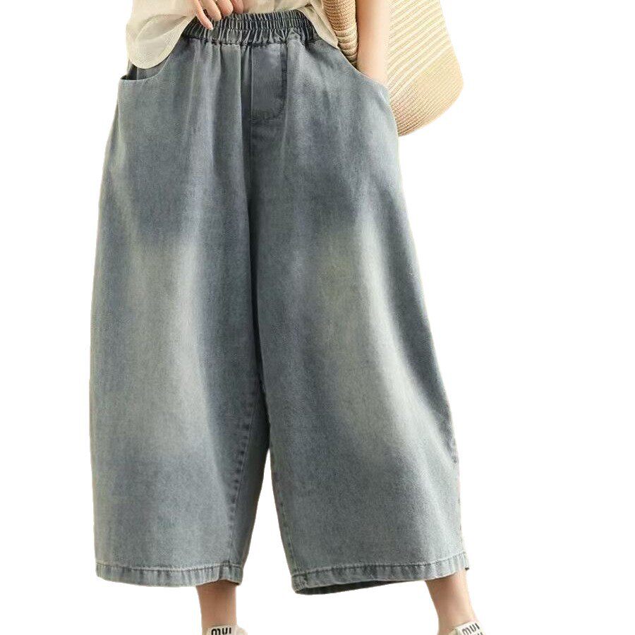 26年夏款牛仔中裤女宽松休闲韩版学院风五分裤慵懒风裤子显瘦薄款