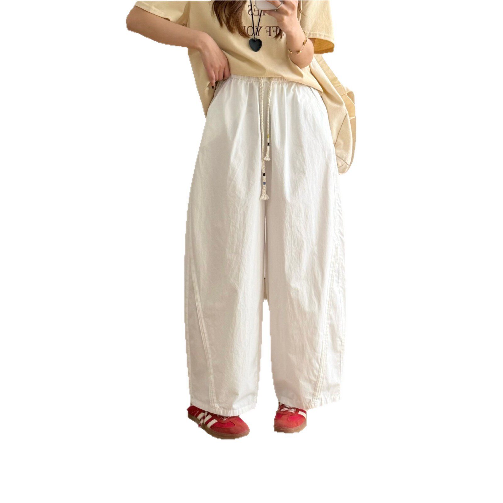 26年春夏款裤子女松紧腰哈气球裤宽松休闲韩版慵懒风裤子亲肤薄款