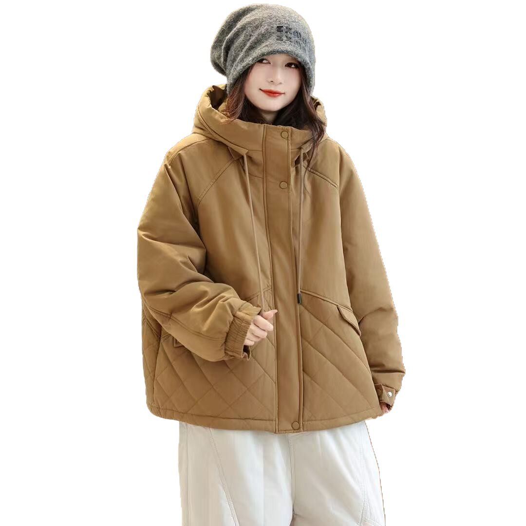 25年冬款棉袄女加棉加厚保暖连帽新款棉衣宽松休闲韩版学院风外套