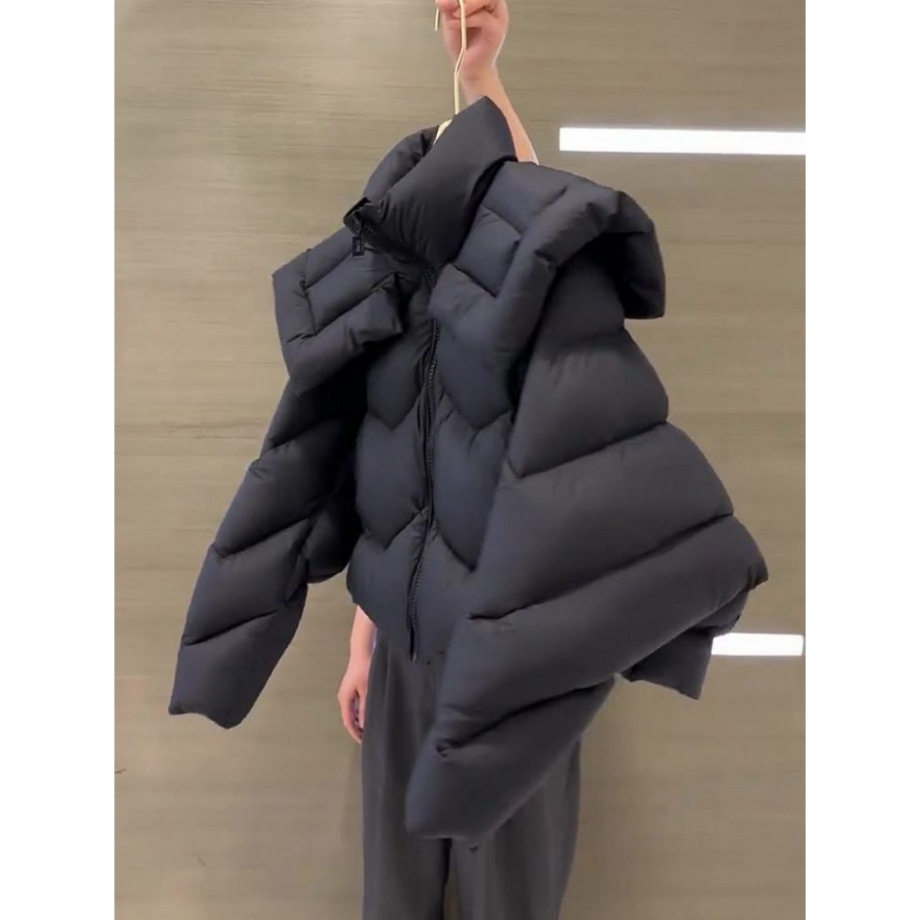 感超好看海军领黑色短款棉服女冬2026时尚新款韩版面包服外套