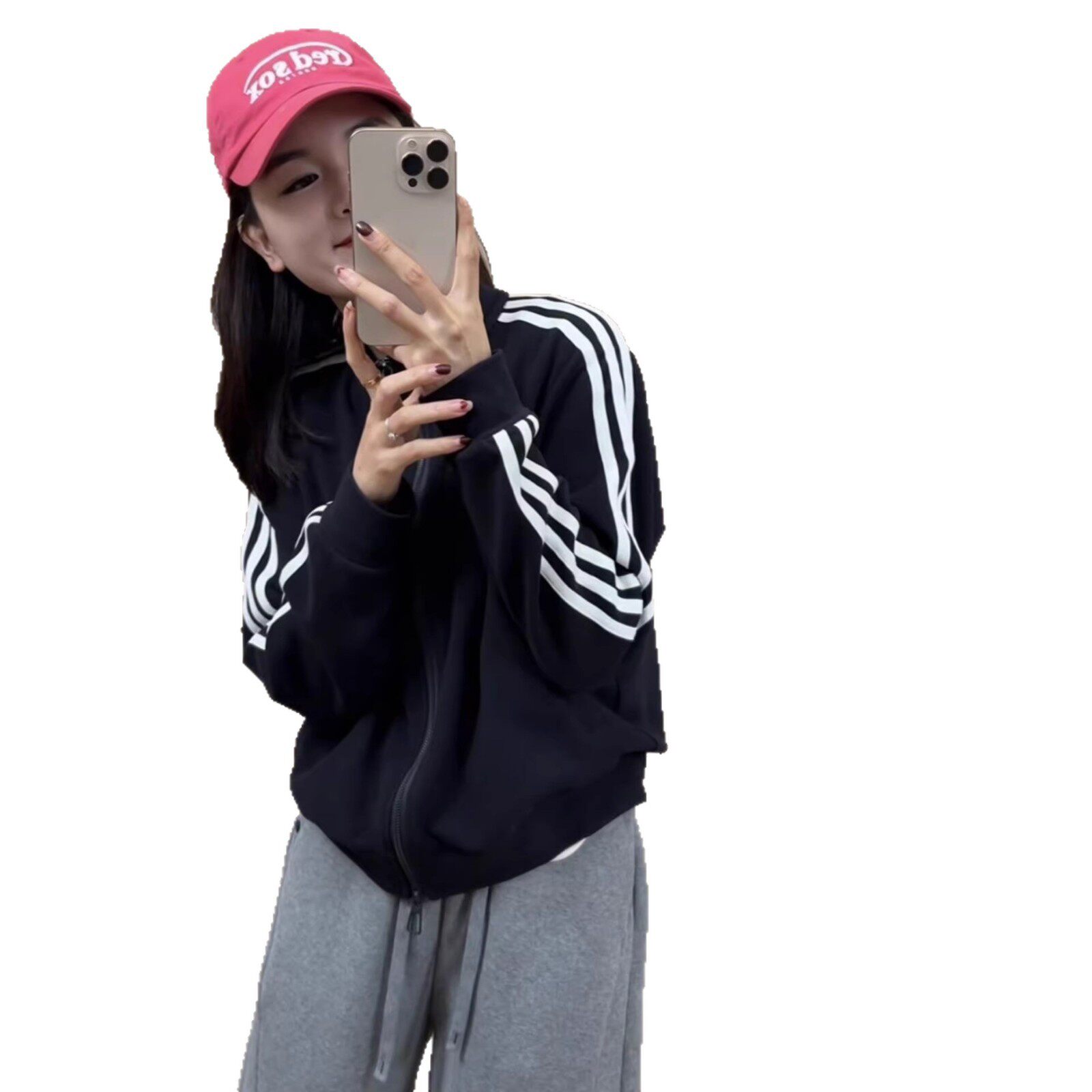 短款三条杠棒球服外套女装2026春季新款休闲夹克上衣小个子适配