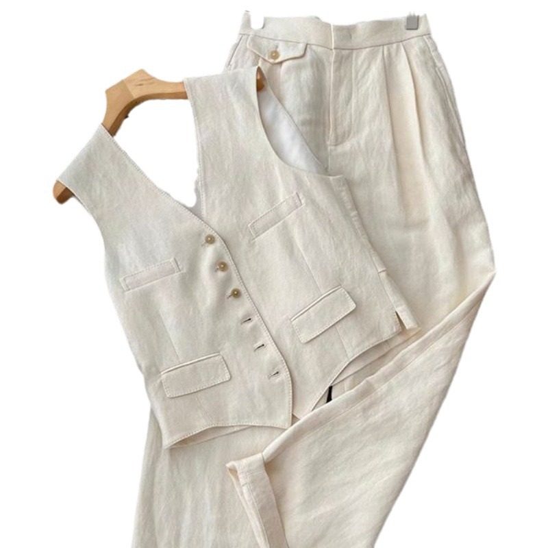 2026年夏季新款韩系时尚设计感气质套装马甲+阔腿裤两件套ins风潮,女装/女士精品,休闲运动套装,淘宝优惠券,粉丝福利购,淘宝优惠卷