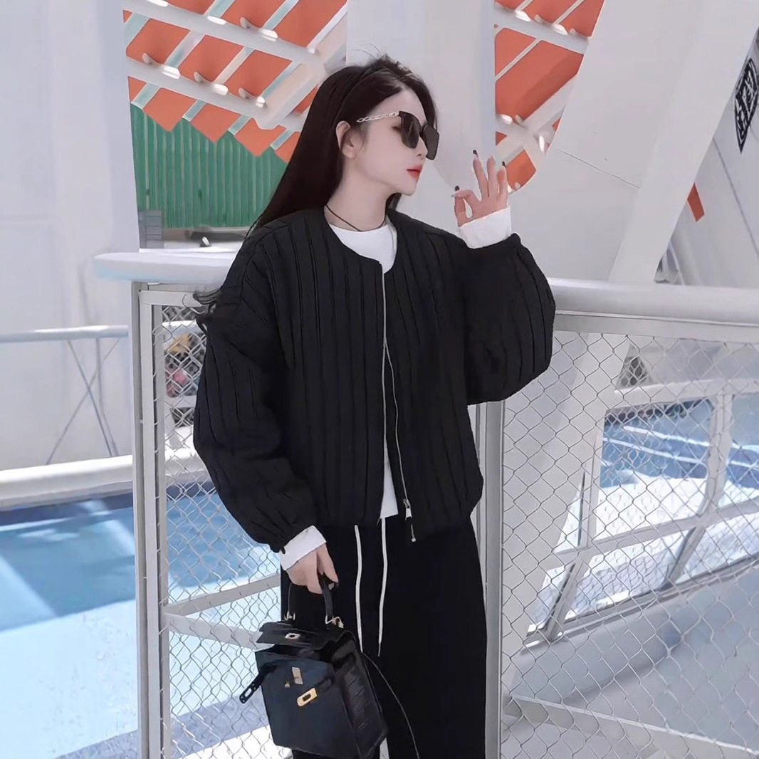 韩版夹棉短款外套女2025秋冬新款宽松小个子百搭保暖轻薄小棉袄
