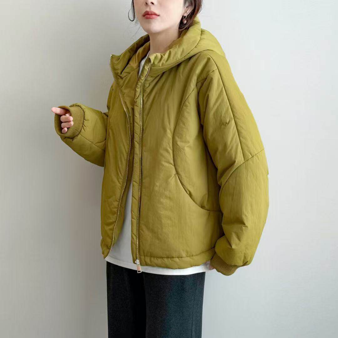 2024秋冬棉服女夹棉加厚保暖连帽外套宽松休闲学院风棉袄外套上衣