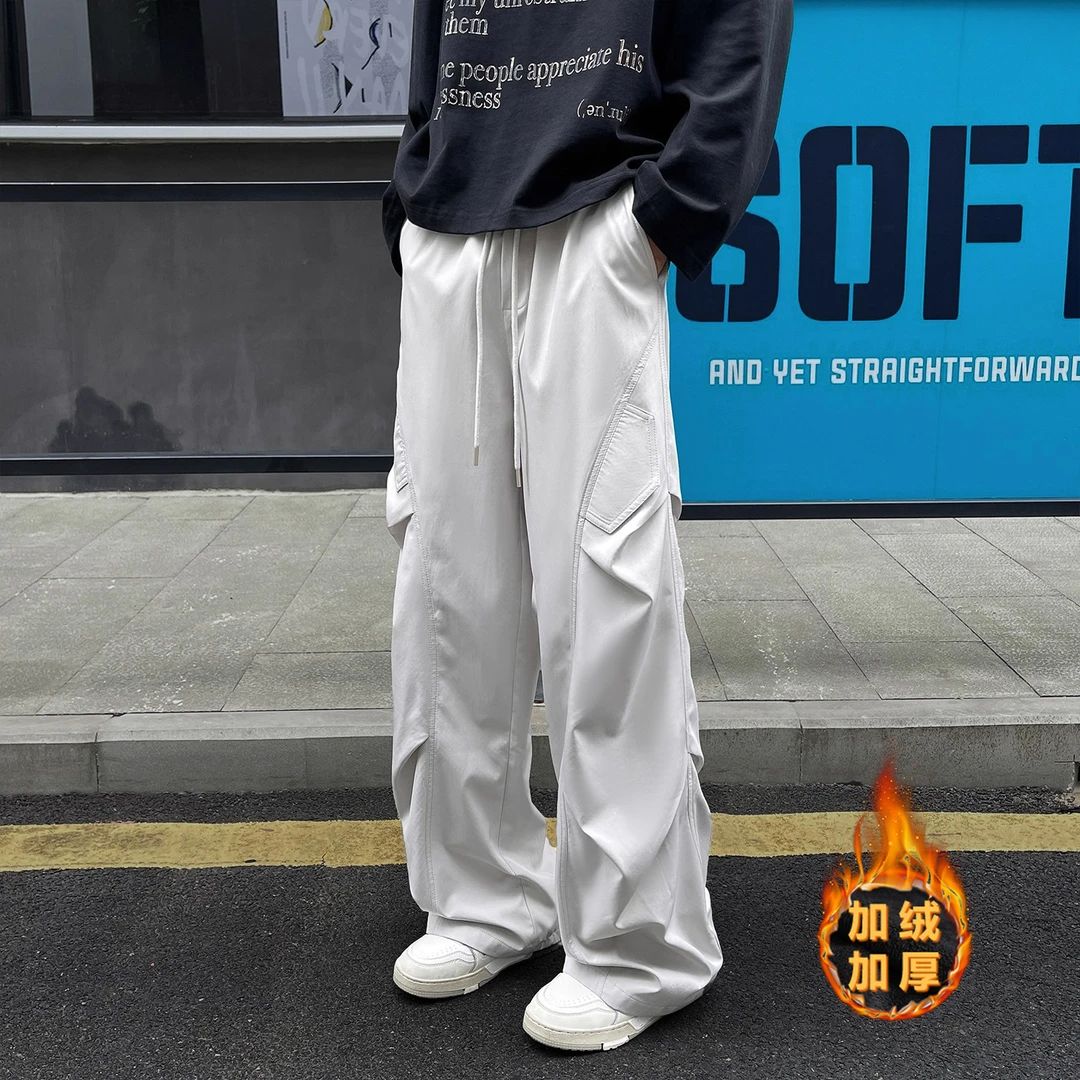 休闲裤工装裤子弯刀春季宽松筒裤直筒日系束脚裤长裤韩版舒适男士