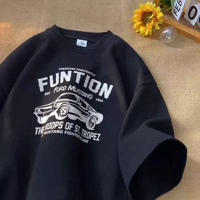 新款男款半袖体恤大码男款短袖宽松学生inst恤青少年潮牌五分