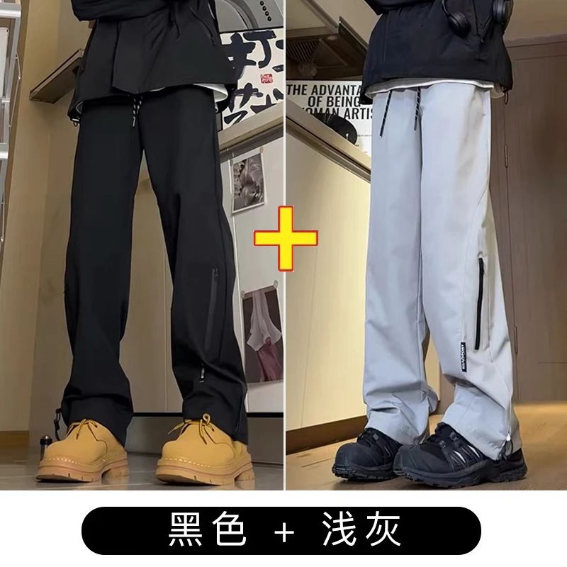 裤子裤子工装春季宽松直筒百搭男士韩版休闲裤潮流卫裤大码拼接风