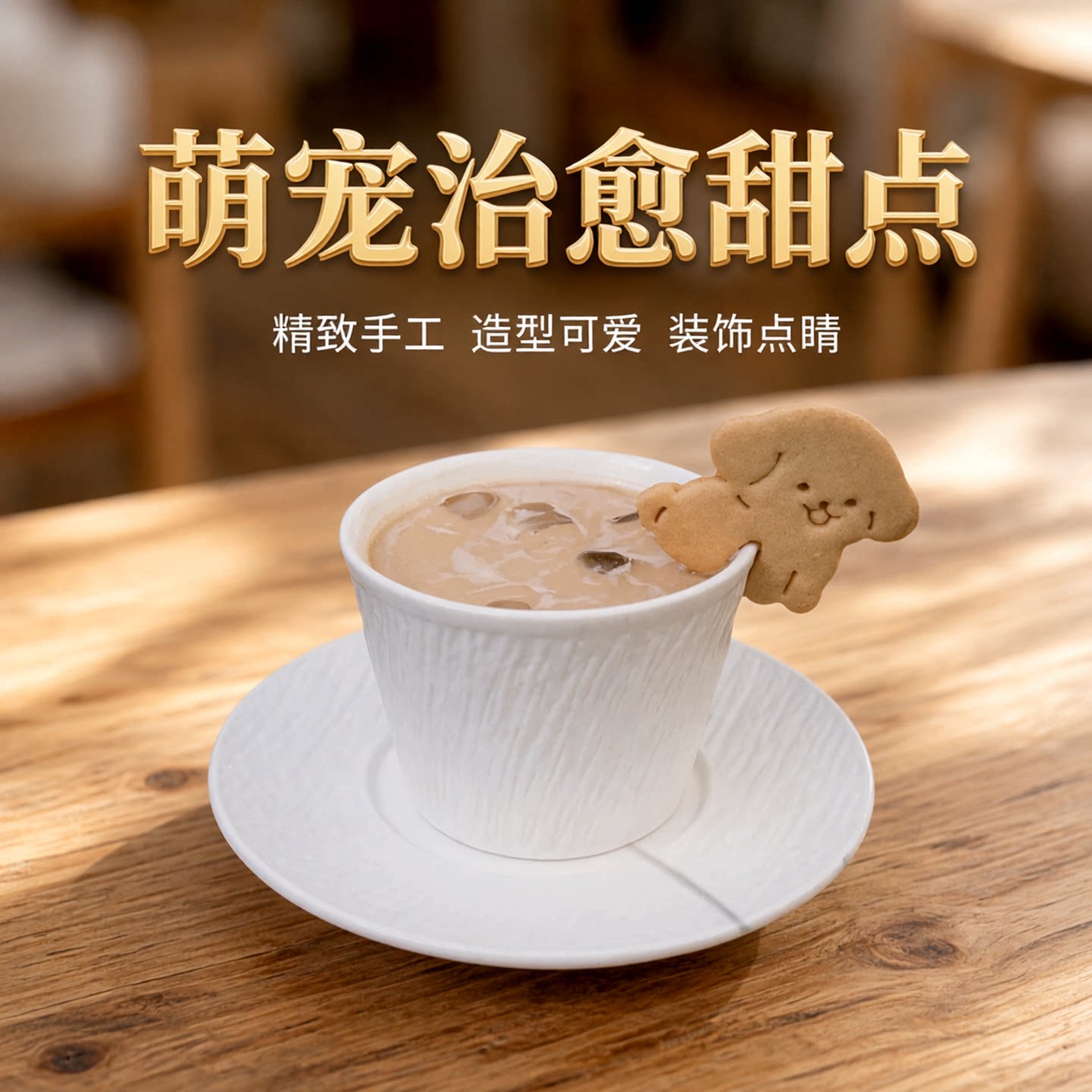 咖啡挂杯小猫小狗曲奇饼干蛋糕装饰好看散步猫咪叉子造型手工定制