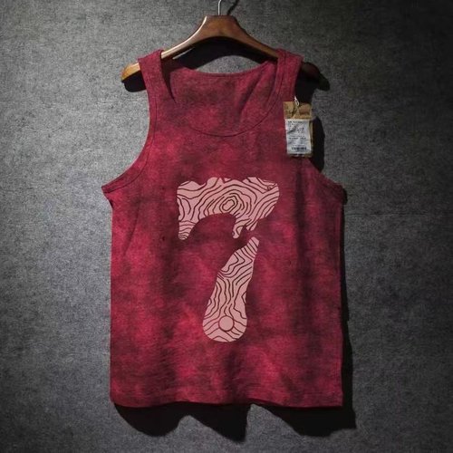 外贸尾货余货100%纯棉美式复古扎染背心男女夏季宽松潮牌印花无袖