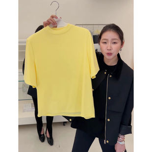 widelia陈魅儿2026春季新款 净版奶fufu短袖小立领亲肤果冻t恤女