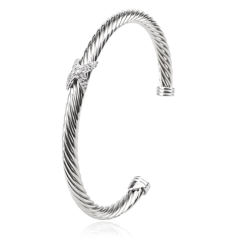 DAVID DAVID BRACELET 5MM EUROPEAN AND AMERICAN CABLE 8 CROSS FULL DIAMOND X OPENING WISH CROSS-BORDER EBAY DAVID