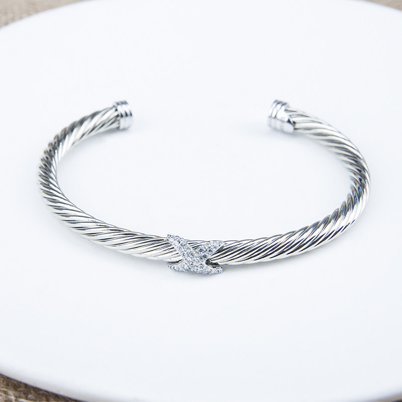 DAVID DAVID BRACELET 5MM EUROPEAN AND AMERICAN CABLE 8 CROSS FULL DIAMOND X OPENING WISH CROSS-BORDER EBAY DAVID