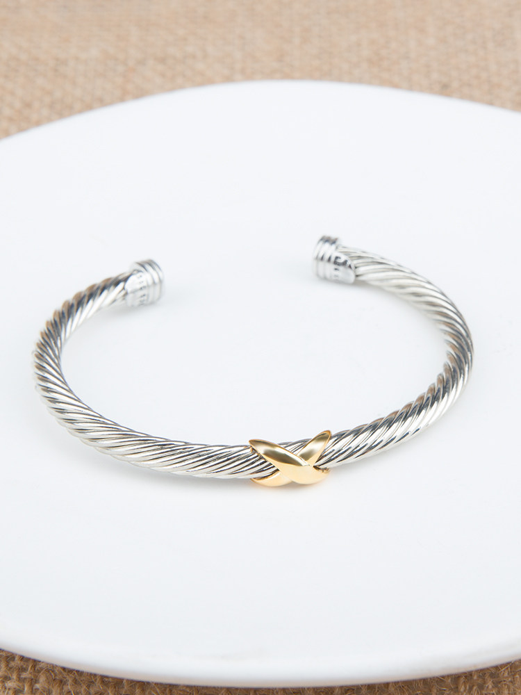DAVID XY YURMAN SIMILAR 5MM BRACELET EUROPEAN AND AMERICAN POPULAR CABLE CROSS X OPENING WISH CROSS BORDER