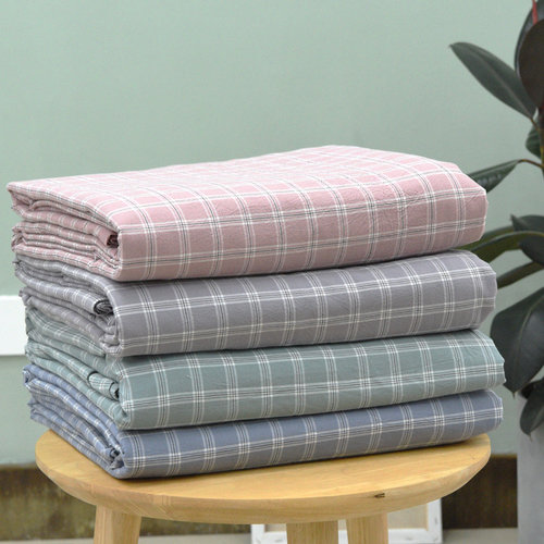 复古小格子宽幅全棉床笠匹床单