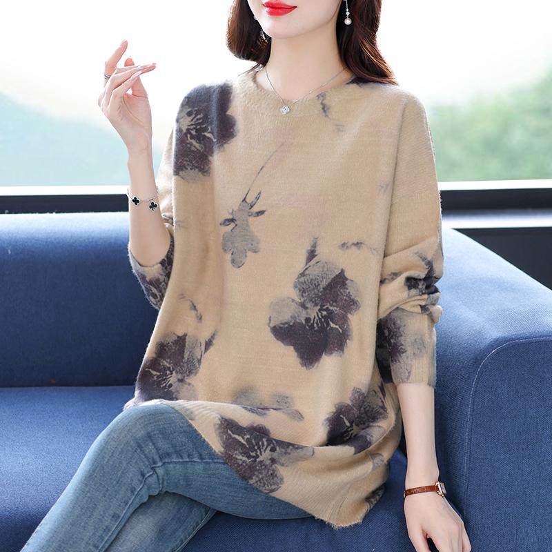 中年妈妈装毛衣洋气中长款打底衫羊毛中老年女装大码秋冬季连衣裙