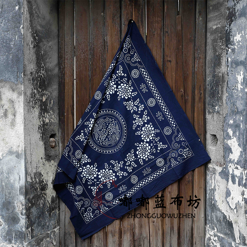 2019新款烏鎮(zhèn)特色藍印花布扎染森系民族風中國風桌布臺布茶幾蓋布