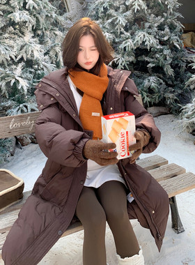 现货新款新标90白鸭绒带检测连帽加厚过膝保暖羽绒服p358-k528