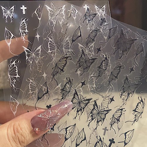 指匠豆汤原创手绘液态蝴蝶美甲