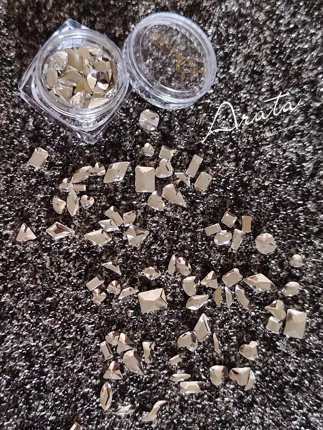 AR闪亮高品质多闪银白混装美甲