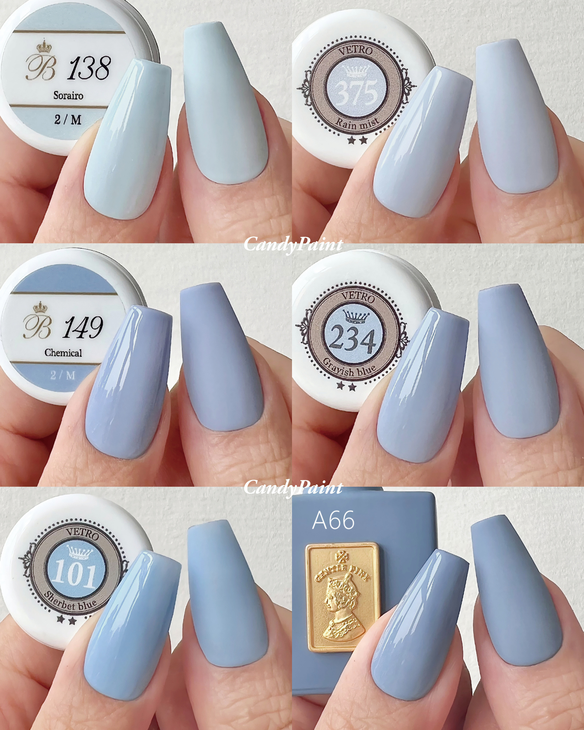 浅蓝色合集baby蓝奶蓝深林蓝蓝绿色日本美甲甲油胶vetro