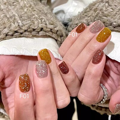 日本 enoi 超闪碎钻胶 焦糖南瓜色碎钻胶 F01