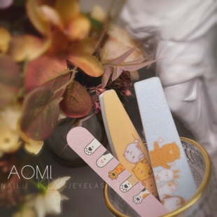 Samorri专业美甲进口耐磨 挫条搓条细砂条海绵抛 卡通指甲挫组合