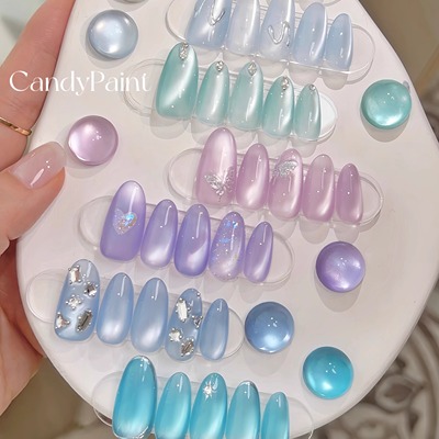 CandyPaint第四弹盐系小灯泡玻璃珠清冷水光感冰透显白猫眼胶8g
