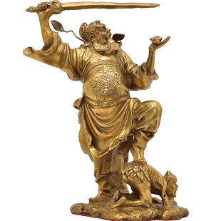 天师钟馗摆件黄铜钟馗像铜像神像门神客厅家居客厅风水酒柜装饰品