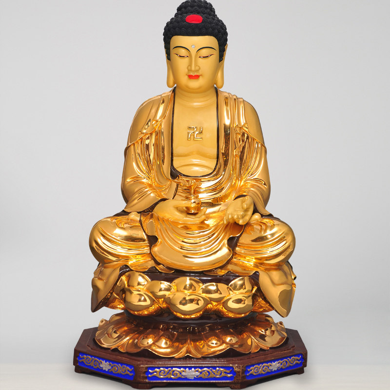 台湾全铜鎏金药师佛佛像寺庙家居供奉家用摆设三宝佛佛像摆件