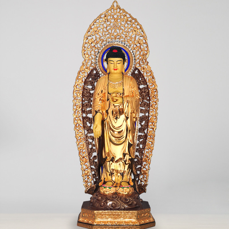 台湾全铜鎏金阿弥陀佛菩萨佛像摆件家居 装饰品工艺品