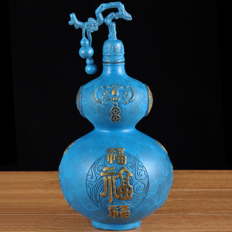 全铜福字开口葫芦摆件大号招财家居客厅玄关工艺品公司办公室装饰