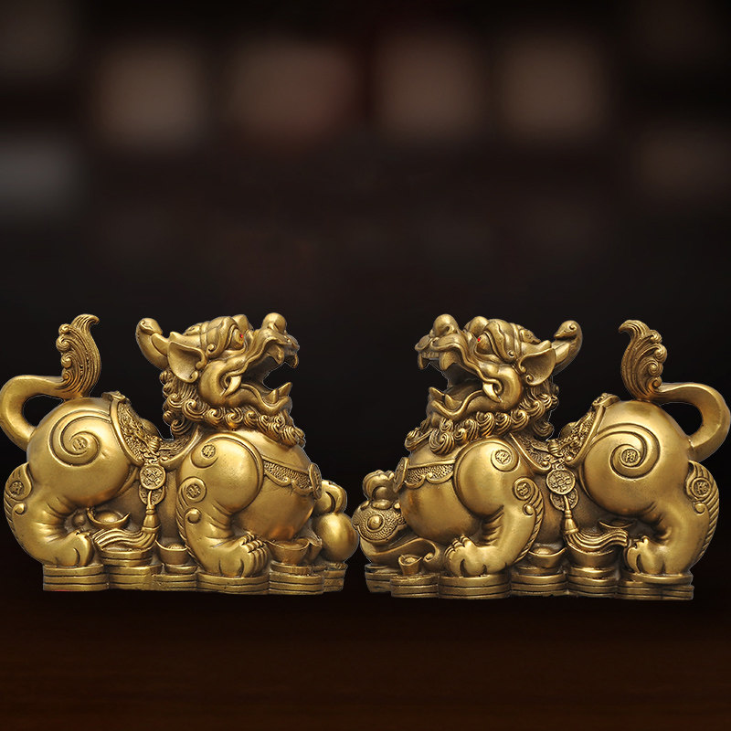 全铜貔貅摆件一对大号貔恘招财家居客厅玄关酒柜装饰店铺开业礼品