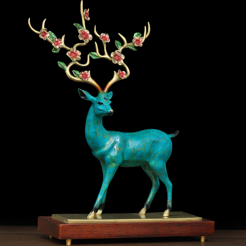 全铜麋鹿摆件客厅办公室梅花鹿装饰招财客厅家居饰品结婚乔迁礼品