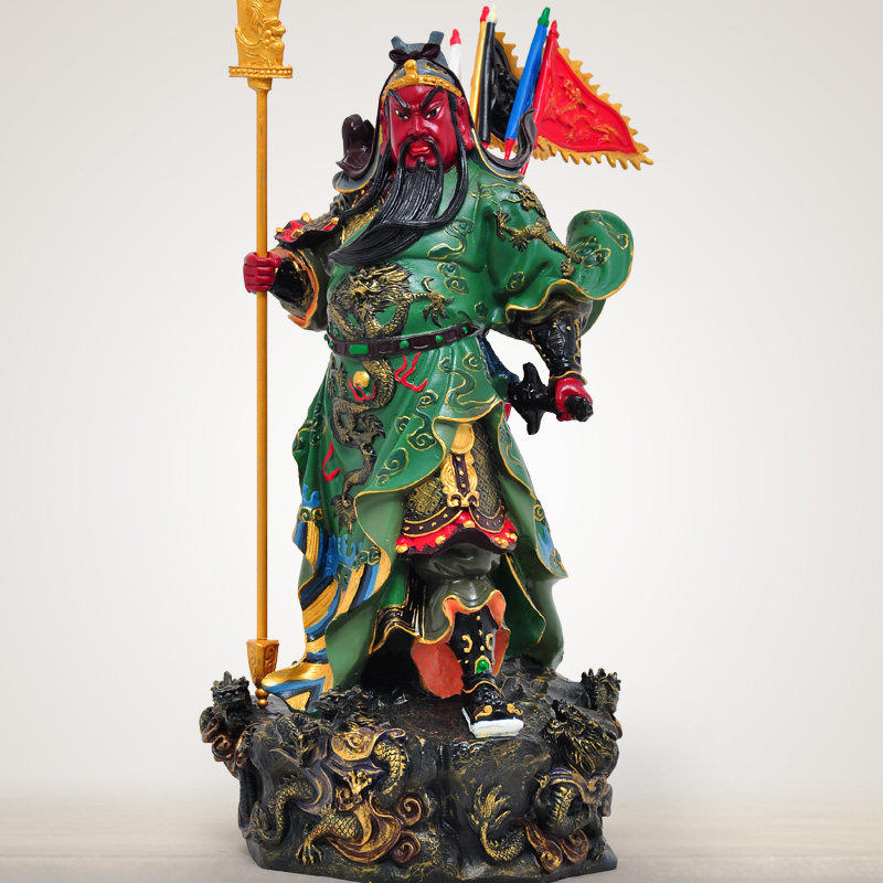 九龙关公摆件彩绘关二爷关公像武财神佛像家居供奉神像招财工艺品