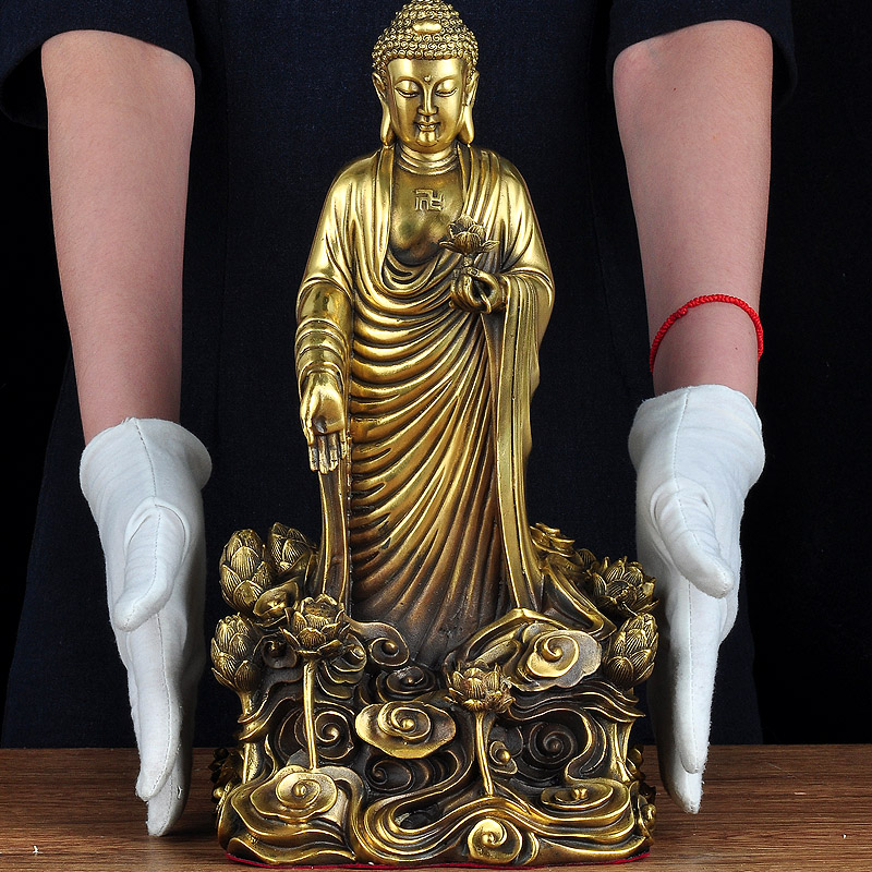 全铜释迦牟尼佛佛像摆件释迦牟尼佛站像大日如来家用寺庙佛堂供奉