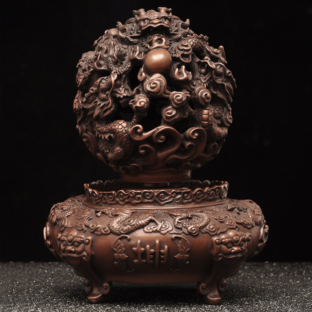 紫铜九转乾坤鼎摆件招财九龙戏珠鼎家居客厅玄关公司办公室装饰品