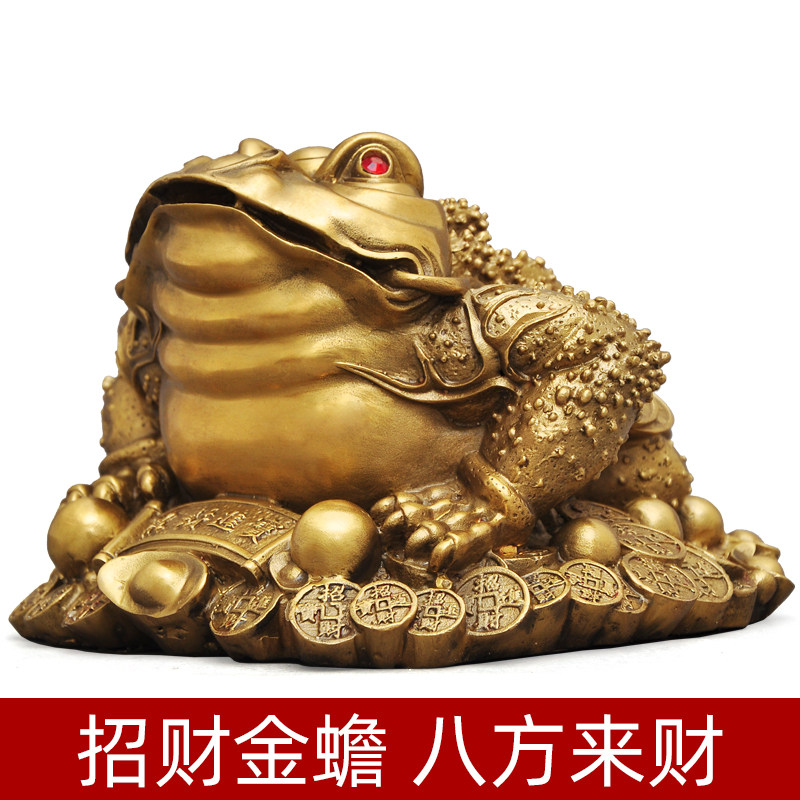 招财金蟾摆件全铜三足金蟾蜍店铺开业礼品客厅酒柜办公室桌装饰品_虎窝淘