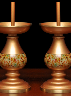 黄铜珍珠红多彩光身烛座针烛台