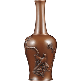 紫铜喜鹊花瓶摆件喜上眉稍家居客厅酒柜装饰品送朋友闺蜜结婚礼物