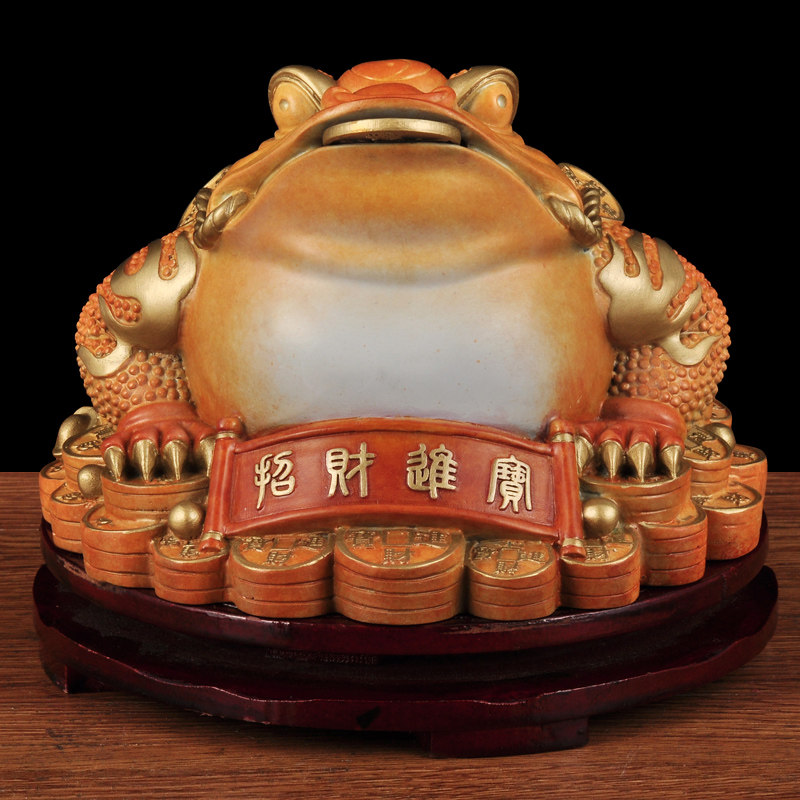 彩铜招财金蟾摆件三足金蟾蜍风水摆设家居客厅电视柜酒柜装饰品
