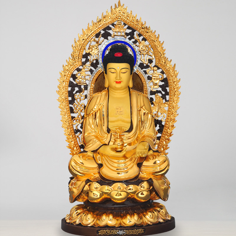 台湾全铜鎏金药师佛像菩萨摆件寺庙佛堂居家供奉家用品三宝佛