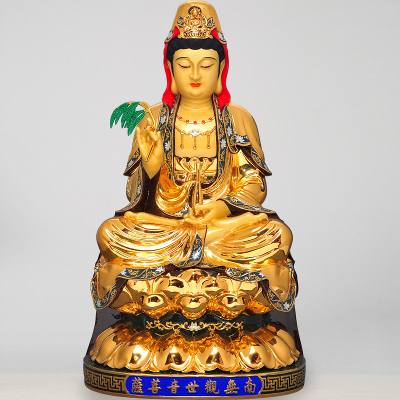 台湾全铜鎏金观世音菩萨佛像供奉家用寺庙供奉滴水观自在佛像摆件