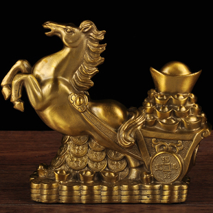 黄铜马到成功生肖马摆件财运亨通招财马摆设家居客厅电视柜装饰品