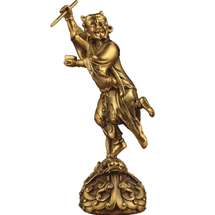 黄铜魁星点斗摆件独占熬头魁星踢斗铜像家居客厅玄关电视柜装饰品