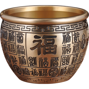 全铜百福缸摆件铜水缸聚宝盆招财铜缸家居客厅玄关装饰品乔迁礼品