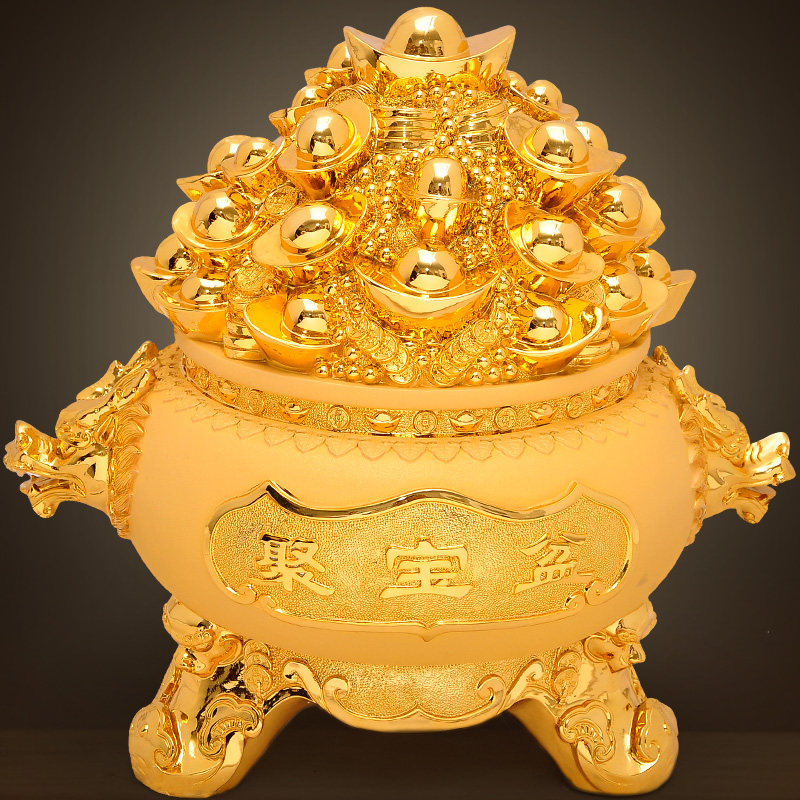 金元宝聚宝盆摆件创意客厅摆设办公室桌风水招财新房店铺开业礼品