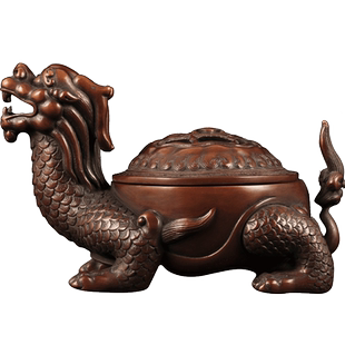 紫铜龙龟香熏炉摆件龙头龟熏香炉家居客厅创意摆设茶室香道用品