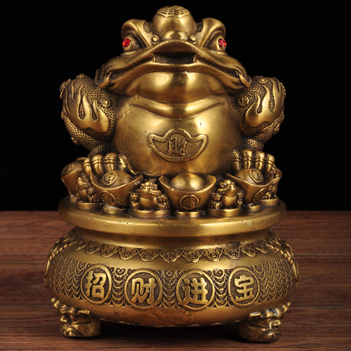 黄铜招财金蟾风水聚宝盆摆件