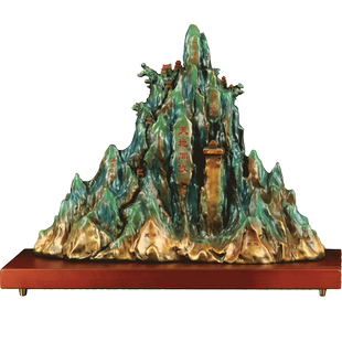 五岳独尊泰山摆件黄铜泰山石敢当假山工艺品新中式客厅玄关装饰品